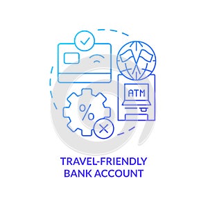 Travel-friendly bank account blue gradient concept icon