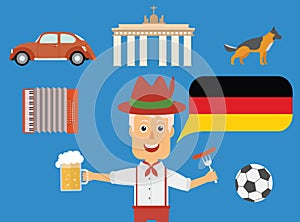 Travel German concept. German traditions and culture illustration.