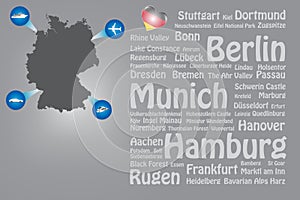 Travel Germany landmarks names template vector