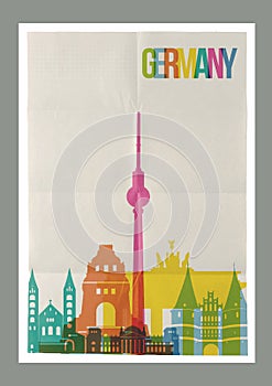 Travel Germany landmarks skyline vintage poster