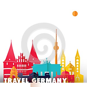 Travel germany paper cut world monuments