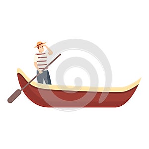 Travel gondola icon cartoon vector. Venice gondolier