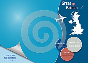 Travel Great Britain template vector with page curl effect