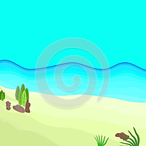 Travel this holiday together.  Beautiful sea sand beach natural with abstract background graphic design vector illustration