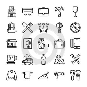 Travel And Hotel Line Icons Pack