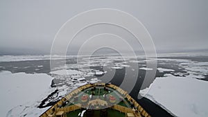 Travel on the icebreaker in the ice, Antarctica