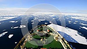 Travel on the icebreaker in the ice, Antarctica