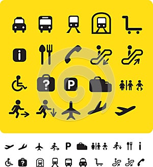 Travel icon set on yellow photo