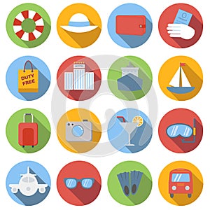 Travel icons colored set