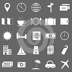 Travel icons on gray background