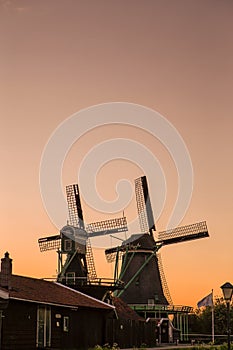 Travel Ideas and Concepts.TLine of Traditional Dutch Windmills