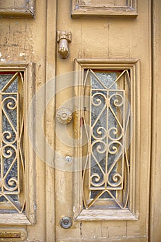 Travel ideas. Traditional Portuguese Architecture in Lisbon. Fascade of Old Traditional Door Lisbon in Portugal photo