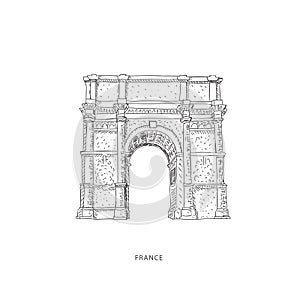 Travel illustration with attraction of France