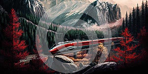 Alto velocità il treno correre attraverso montagna 