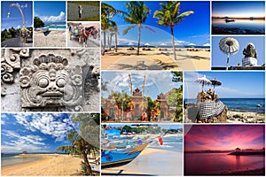 Travel images collage of Bali