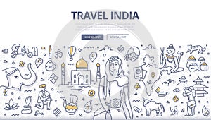 Travel India Doodle Concept