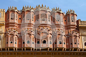 Travel India: facadel of Hawa Mahal - wind palace in Jaipur, Rajasthan