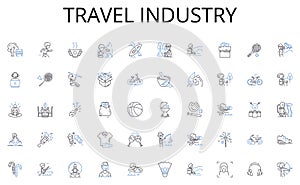 Travel industry line icons collection. Attitudes, Conformity, Socialization, Prejudice, Stereotypes, Groupthink