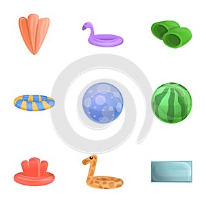 Travel inflatable ring icon set, cartoon style