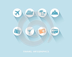 Travel infographic with flat icons set