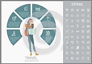 Travel infographic template, elements and icons.