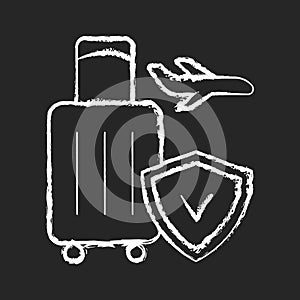 Travel insurance chalk white icon on black background