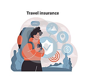 Travel insurance concept. Adventurer secures trip with a comprehensive.