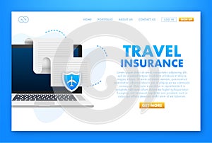 Travel insurance in flat style. Isometric vector illustration. Health insurance concept