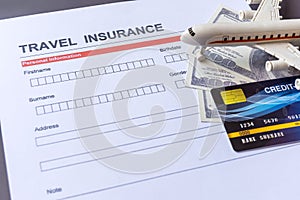 Travel  insurance form with model and policy document