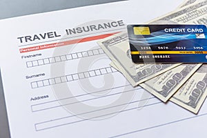 Travel  insurance form with model and policy document