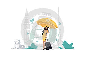 Travel Insurance Illustration concept. Can use for web banner, infographics, hero images. Flat illustration isolated on white back