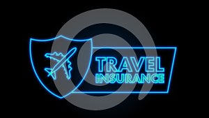 Travel insurance in Neon style. motion graphic