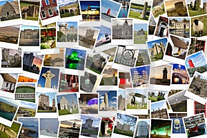 Travel in Ireland. Collage made of polaroids.