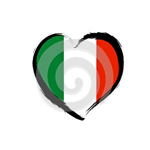 Travel italian love heart grunge icon. Love Italy flag symbol illustration