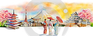 Travel Japan famous landmarks of the Asian