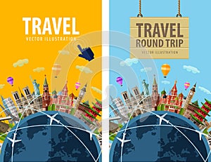 Travel, journey, trip vector logo design template