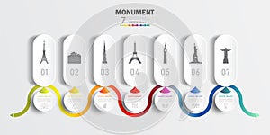 Travel landmark infographic world monument template