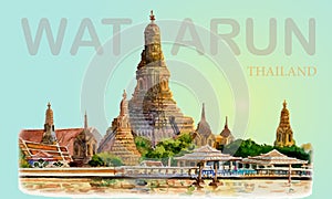 Travel landmark popular Wat Arun Temple bangkok Thailand