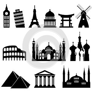 Travel landmarks and monuments
