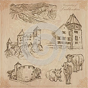 Travel, LIECHTENSTEIN - An hand drawn vector pack