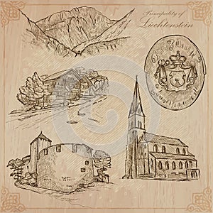 Travel, LIECHTENSTEIN - An hand drawn vector pack