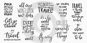 Travel life inspiration quotes lettering