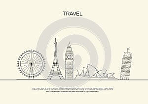 Travel line art style illustration