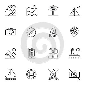 Travel line icons set