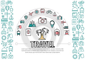 Travel Line Icons Template