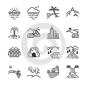 Travel locations line icon