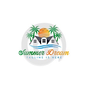 Travel logo vector illustration.  Vacation Logo Design.  Summer Dream Logo design.