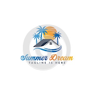 Travel logo vector illustration.  Vacation Logo Design.  Summer Dream Logo design.