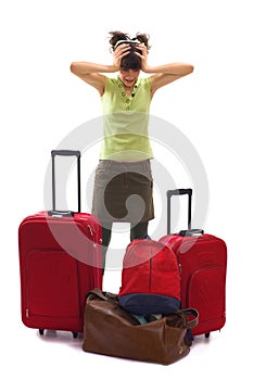 Travel with a lot of bags and luggages