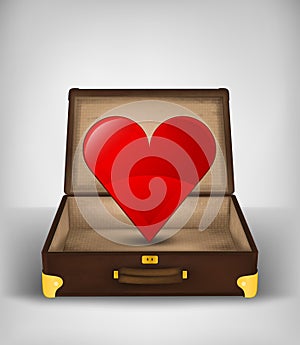 Travel love in open travel suitcase transport concept vector